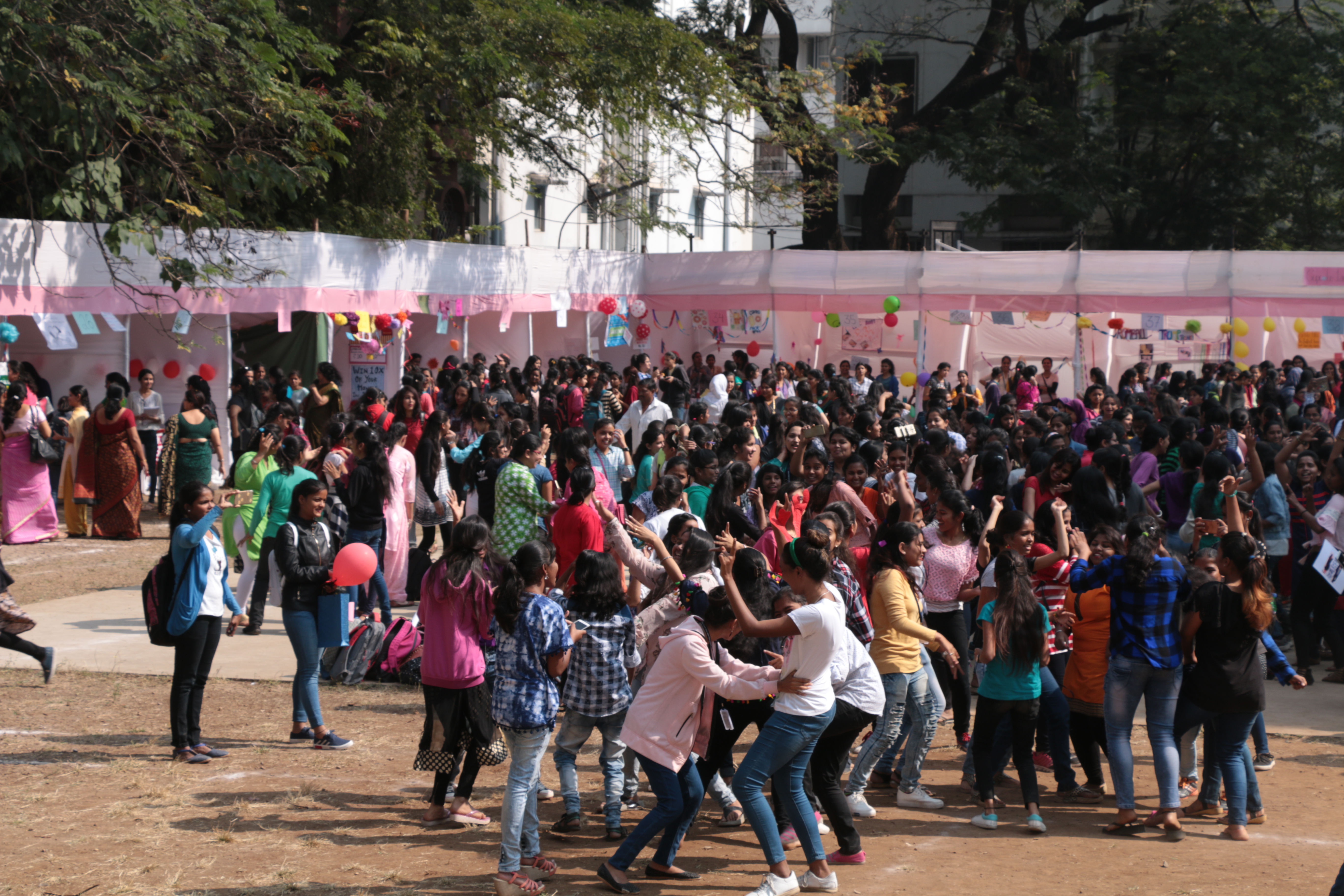 Students enjoying at the Mira Bazaar